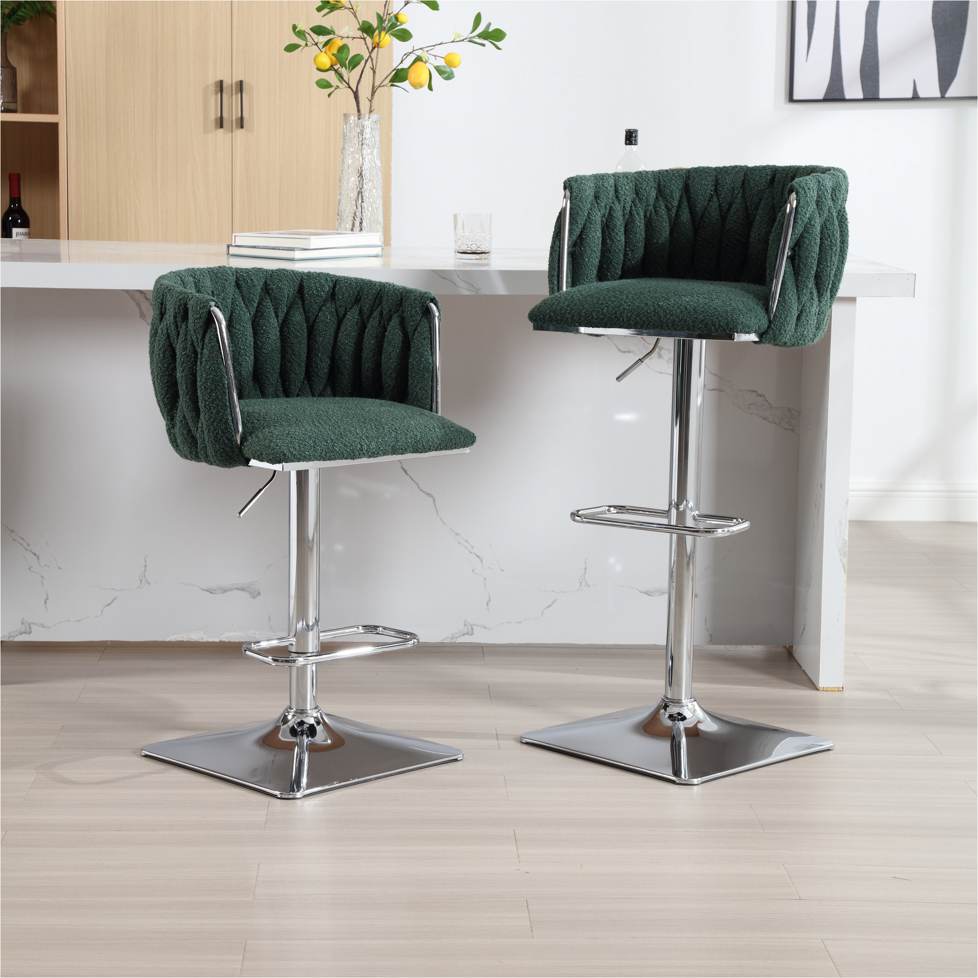 Vintage Bar Stools with Back and Footrest Counter Height popular Dining Chairs